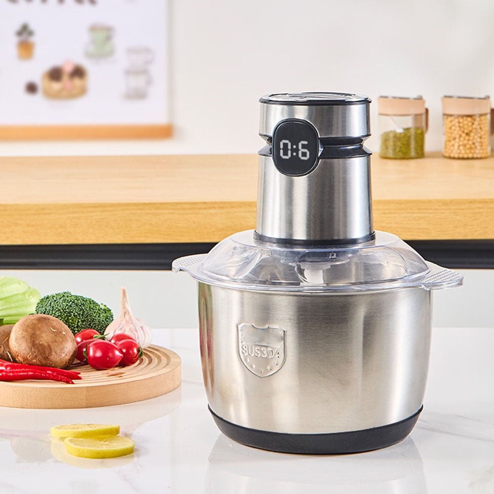 Food Processor, 2-Cup 500W Meat Grinder & Mini Electric Vegetable Chopper with Copper Motor, 2 Blades & Dual Bowls