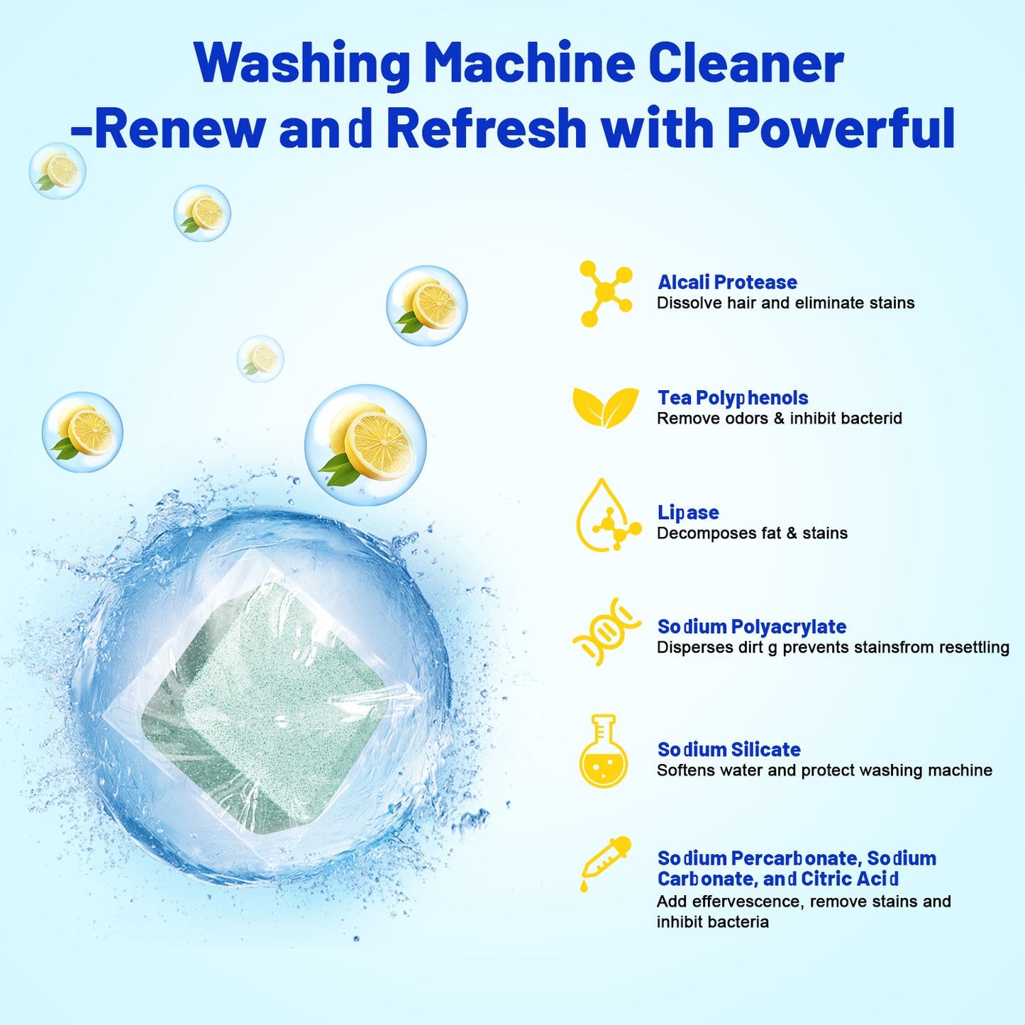 Washing Machine Cleaner -15 Pack, Formulated for Pet Owners | Compatible with HE, Top & Front Load Washer | Septic Safe | Fresh Scent | Removes Residue | Remove Stubborn Pet Hair