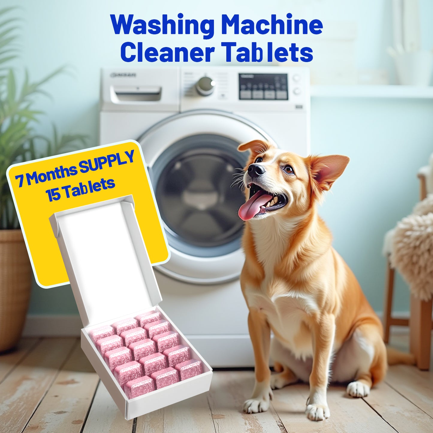 Washing Machine Cleaner Rose flavor 15 Pack, Formulated for Pet Owners | Compatible with HE, Top & Front Load Washer | Septic Safe | Fresh Scent | Removes Residue | Remove Stubborn Pet Hair
