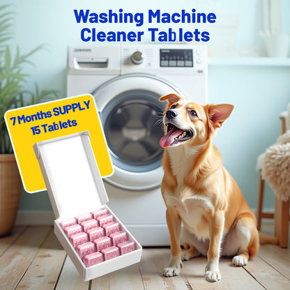 Washing Machine Cleaner Rose flavor 15 Pack, Formulated for Pet Owners | Compatible with HE, Top & Front Load Washer | Septic Safe | Fresh Scent | Removes Residue | Remove Stubborn Pet Hair