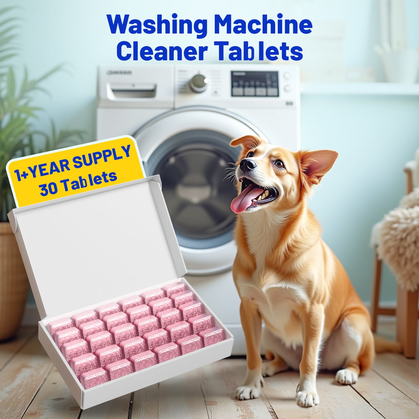 Washing Machine Cleaner Rose Flavor 30 Pack, Formulated for Pet Owners | Compatible with HE, Top & Front Load Washer | Septic Safe | Fresh Scent | Removes Residue | Remove Stubborn Pet Hair