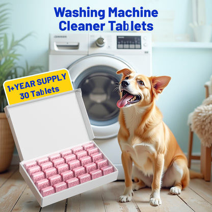 Washing Machine Cleaner Rose Flavor 30 Pack, Formulated for Pet Owners | Compatible with HE, Top & Front Load Washer | Septic Safe | Fresh Scent | Removes Residue | Remove Stubborn Pet Hair