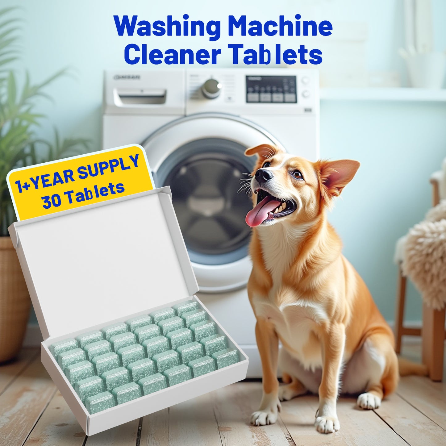Washing Machine Cleaner Lemon Flavor 30 Pack, Formulated for Pet Owners | Compatible with HE, Top & Front Load Washer | Septic Safe | Fresh Scent | Removes Residue | Remove Stubborn Pet Hair