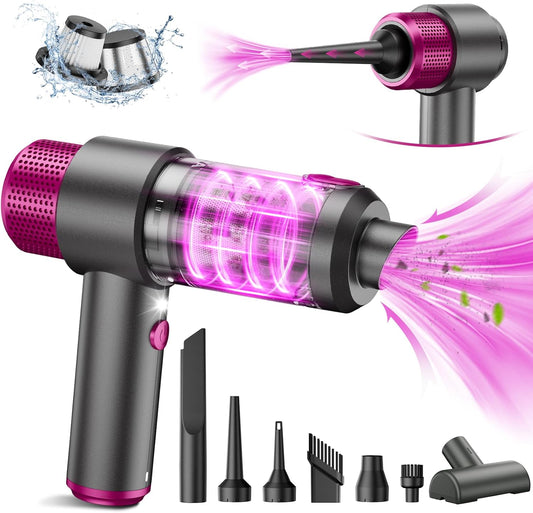 Handheld Car Vacuum Cleaner, 15000PA Hand Held Vacuum Portable Cordless, 2 in 1 Air Duster and Vacuum Cleaner with LED Light, Multi-Nozzles, 120W High Power Mini Vacuum for Home, Pet, Office
