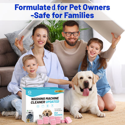 Washing Machine Cleaner Rose Flavor 30 Pack, Formulated for Pet Owners | Compatible with HE, Top & Front Load Washer | Septic Safe | Fresh Scent | Removes Residue | Remove Stubborn Pet Hair